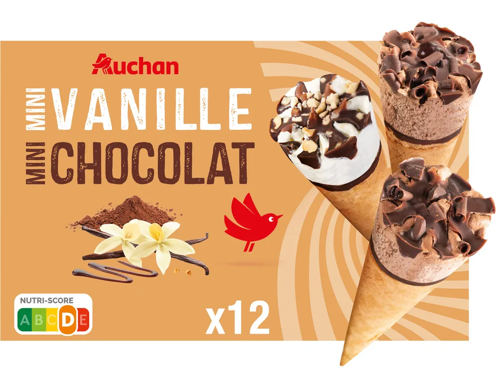 Auchan mini-cônes 6 vanille 6 chocolat