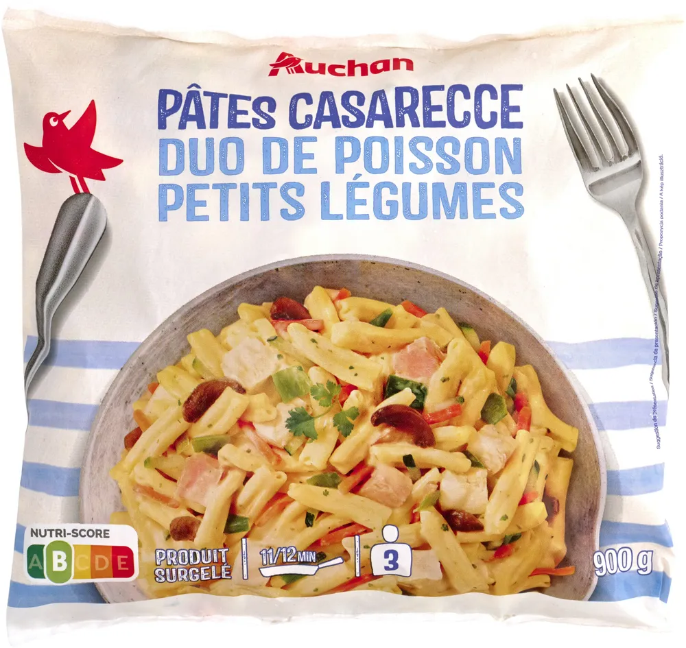 Pâtes casarecceduo de poissonpetits légumes