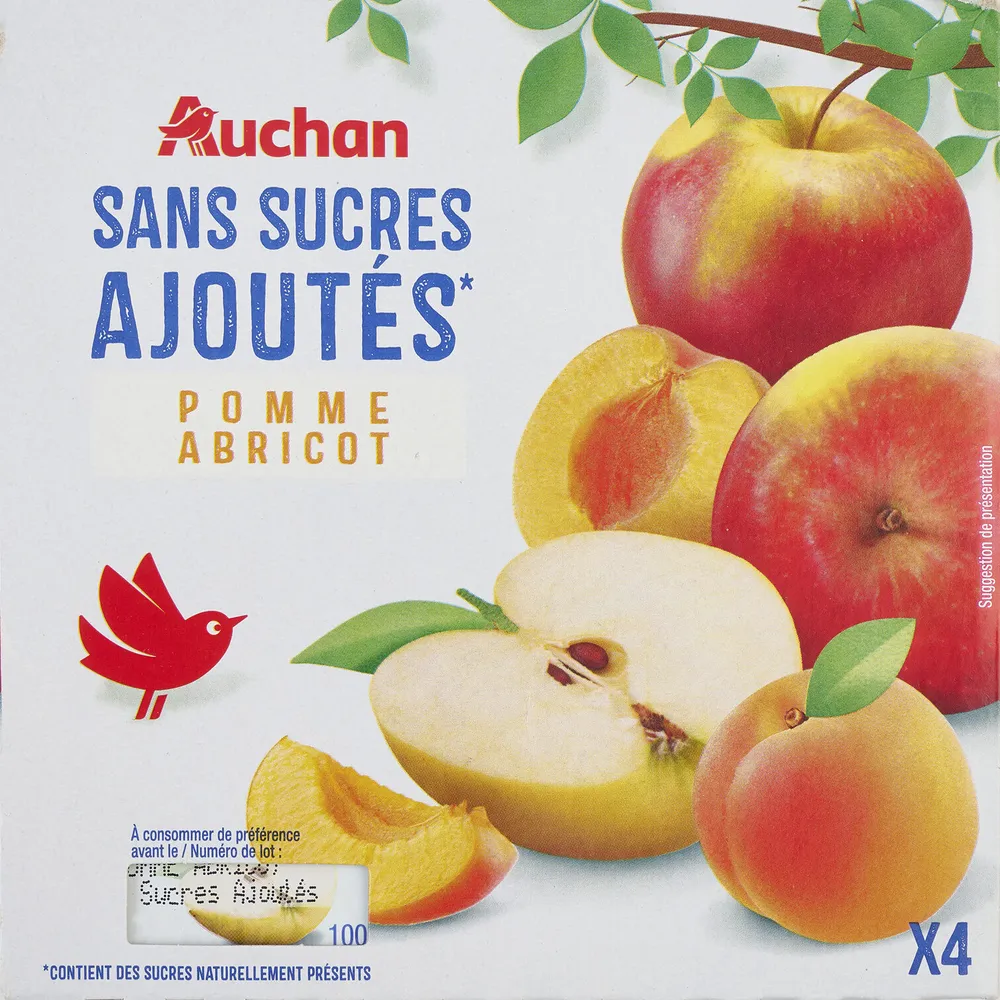 Sans sucres ajoutés*pomme abricot*contient des sucres naturellement présents
