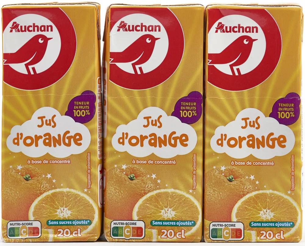 Auchan - jus d'orange à base de concentré