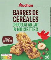 Barres de céréales chocolat au lait et noisettes