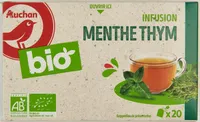 Infusion Menthe Thym BIO - 30g AUCHAN issu de l'agriculture biologique