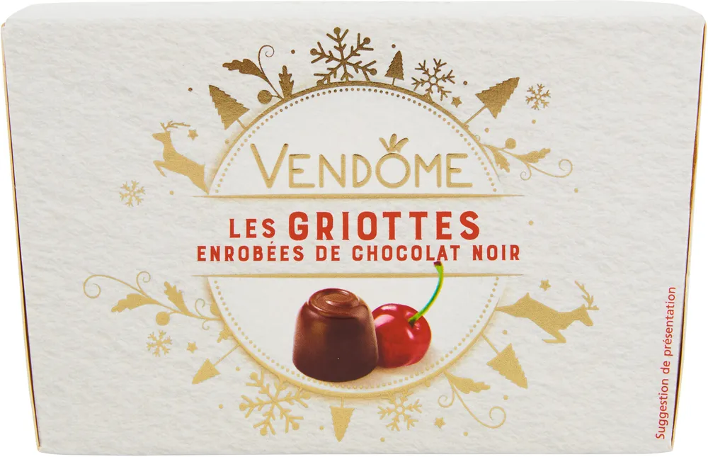 Les griottes enrobées de chocolat noir.