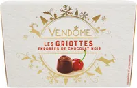 Les griottes enrobées de chocolat noir.