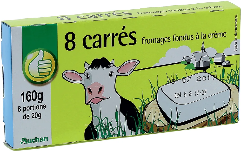 8 carrésfromages fondus à la crème