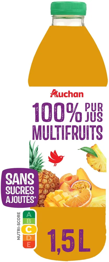 100% Pur jus multifruitsSans sucres ajoutés** Comme tous les jus de fruits. Contient les sucres naturellement présents dans les fruits.