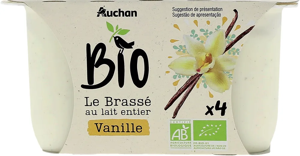 Yaourt brassé vanille issu de l'agriculture biologique