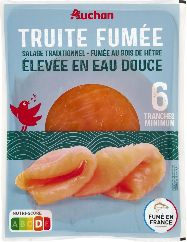 Truite fumée salage traditionnel fumée au bois de hêtre-élevée en eau douce