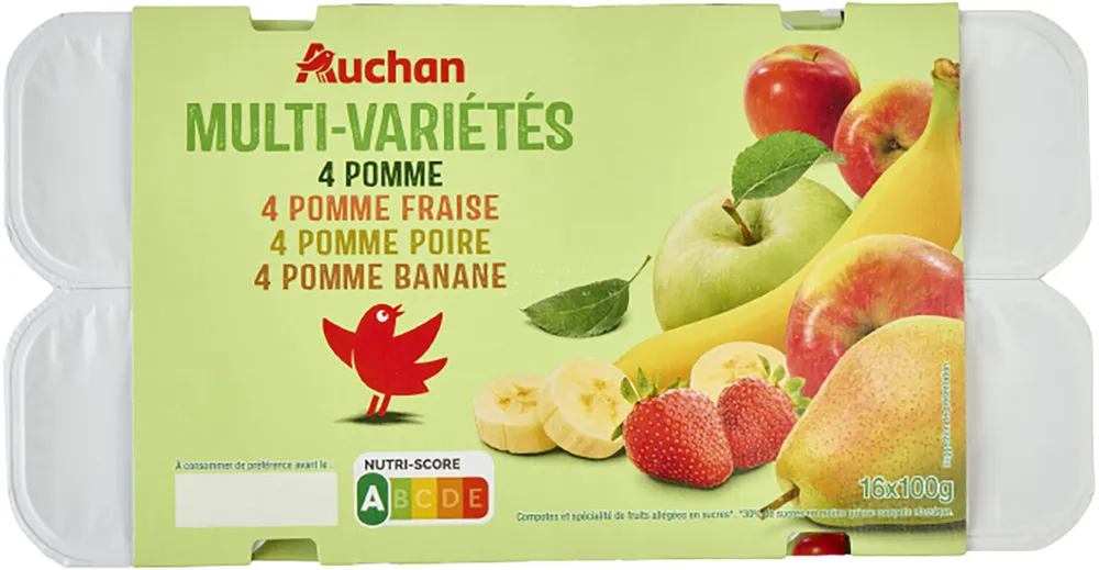 Compotes et spécialités de fruits panachés allégées en sucre ( 4 parfums )