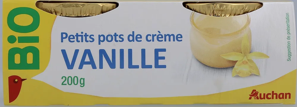 Petits pots de crèmeVanilleissus de l'agriculture biologiqueLogo ABLogo Européen (feuille étoilée)FR-BIO-01Agriculture UE / non UE
