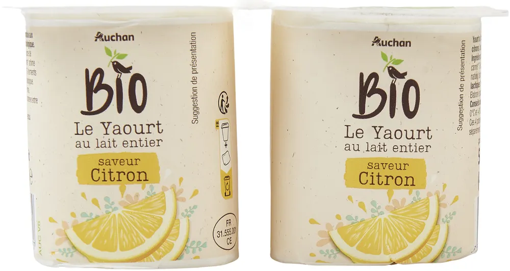 Yaourt saveur citrons au lait entier BIO