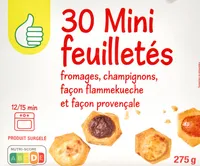 30 mini-feuilletés surgelésFromages, champignons, façon flammekueche et façon Provençale