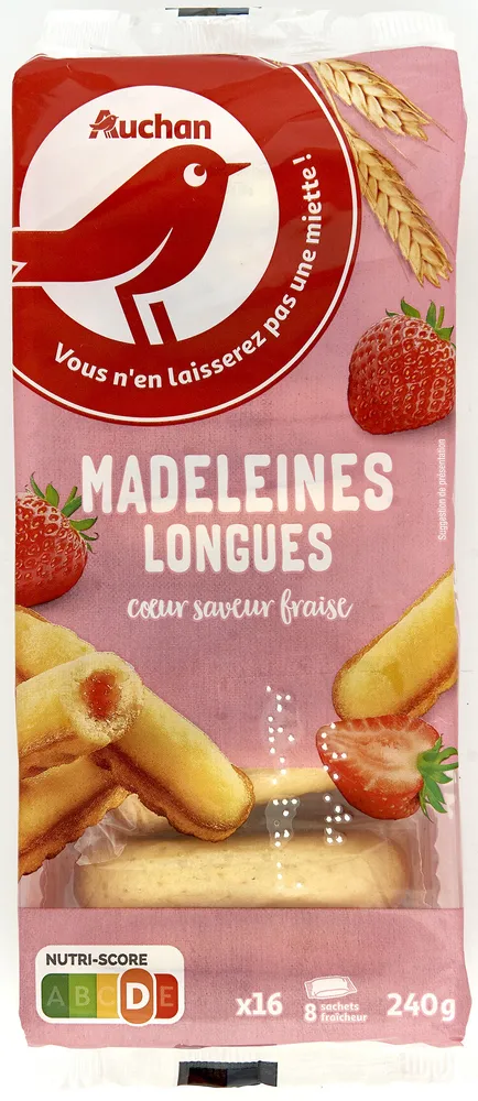 Madeleines longues coeur saveur fraise