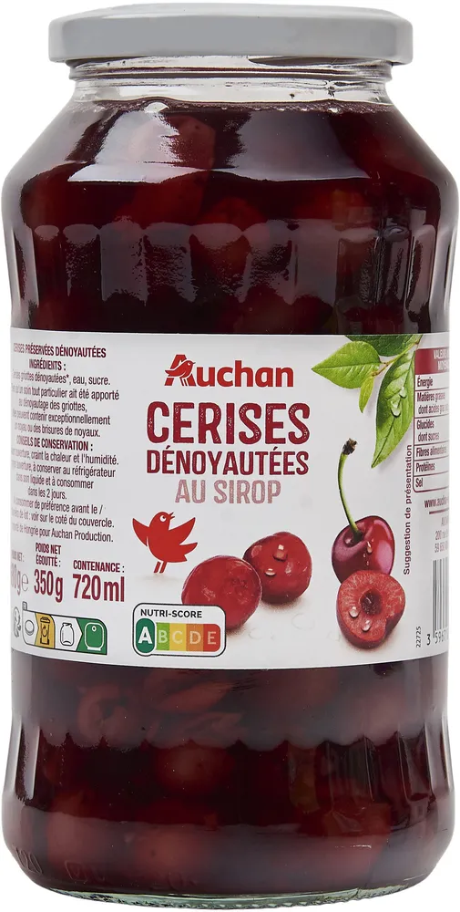 Cerises dénoyautées au sirop