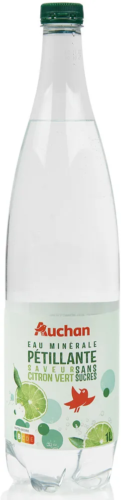 Eau minérale pétillante saveur citron vert