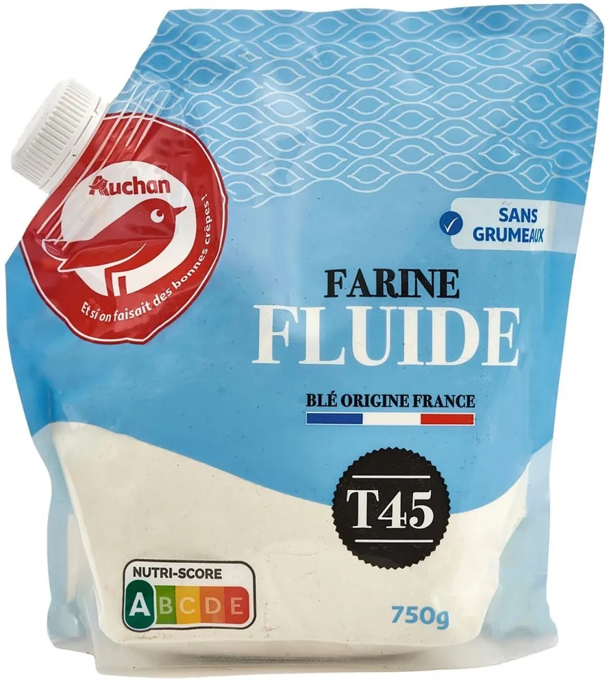Farine Fluide (origine blé français)Garantie sans grumeauxIdéale pour pâtisserie et cuisine