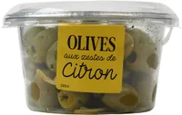 Olives vertes dénoyautées aux zestes de citron