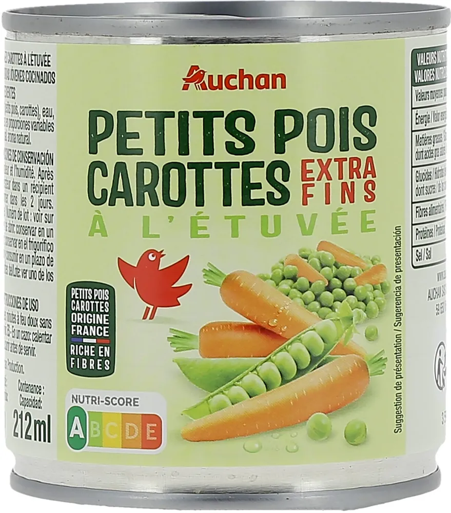 Petits pois extra-fins et jeunes carottes à l'étuvée