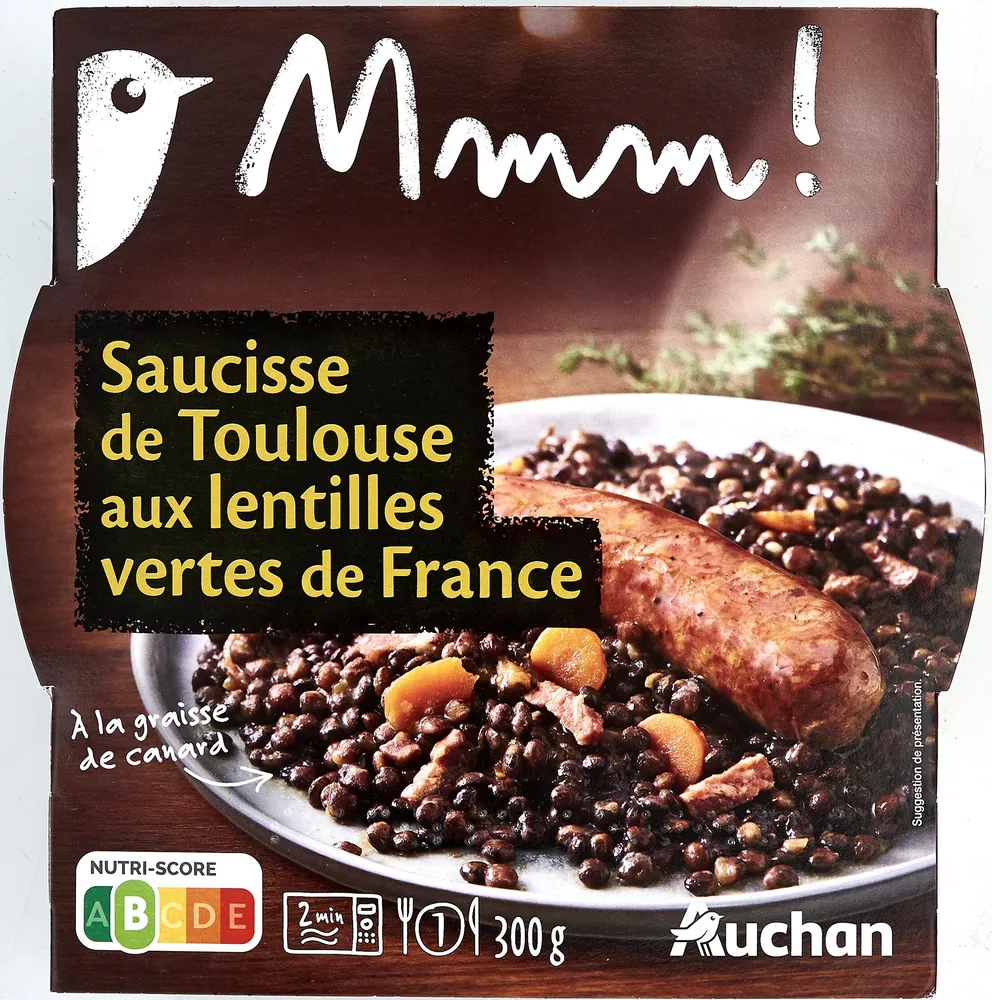 Saucisse de Toulouse et lentilles vertes de France