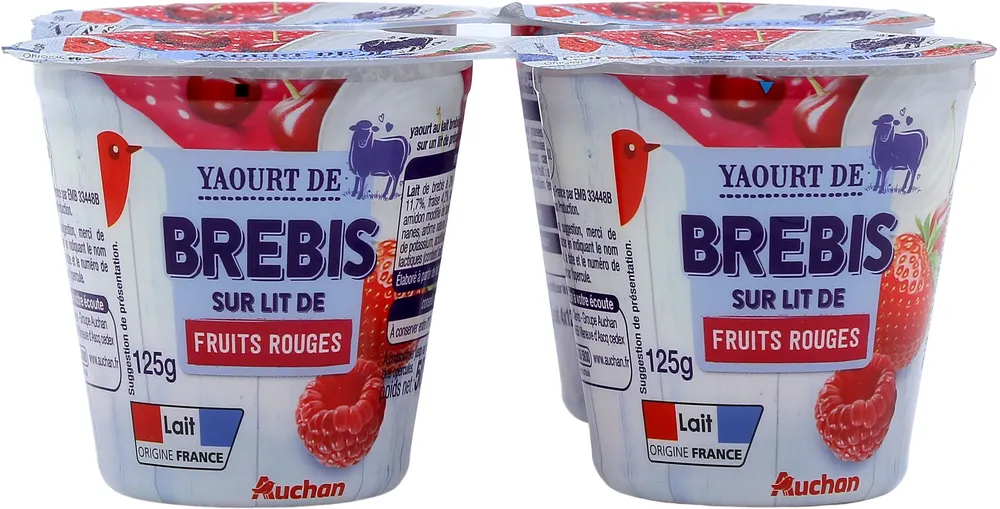 indiquer Yaourt de brebis fruits rouges, aromatisés
