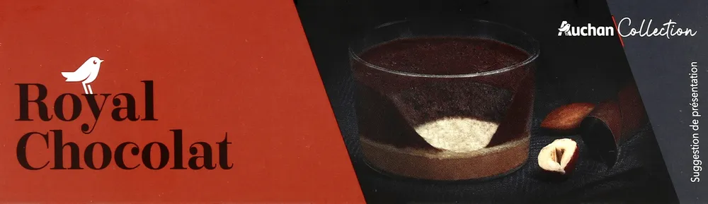 Royal chocolatMousse au chocolat noir sur lit de praliné croustillant