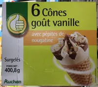 6 Cônes goût Vanille avec Pépites deNougatine