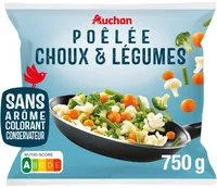 Poêlée choux et légumesBrocolis, choux-fleurs, haricots verts, carottes et oignons