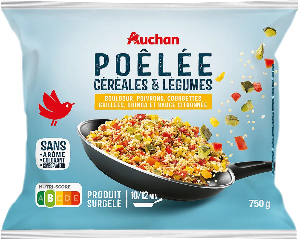 Poêlée céréales et légumes sauce citronnée boulgour+ poivrons+ courgettes grillées + quinoa