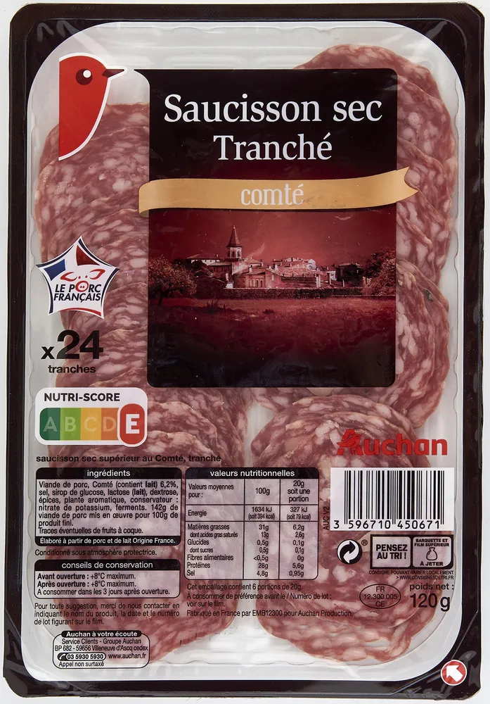 Saucisson sec tranché au Comté
