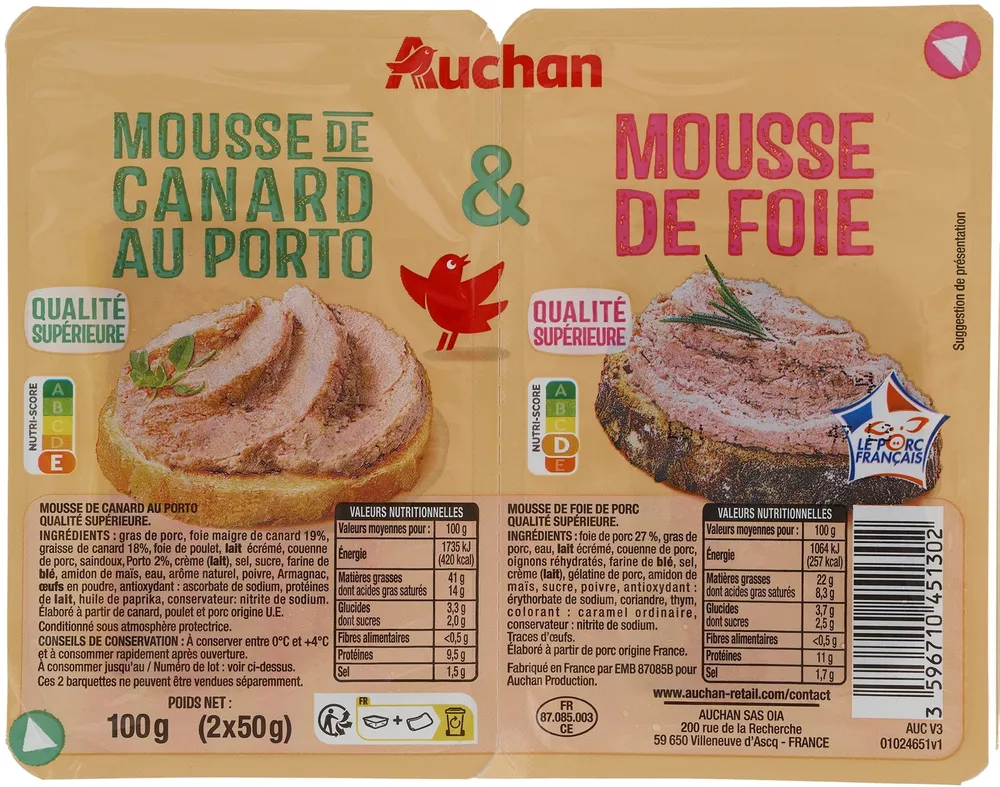 Mousse de foie de porcMousse de canard au Porto