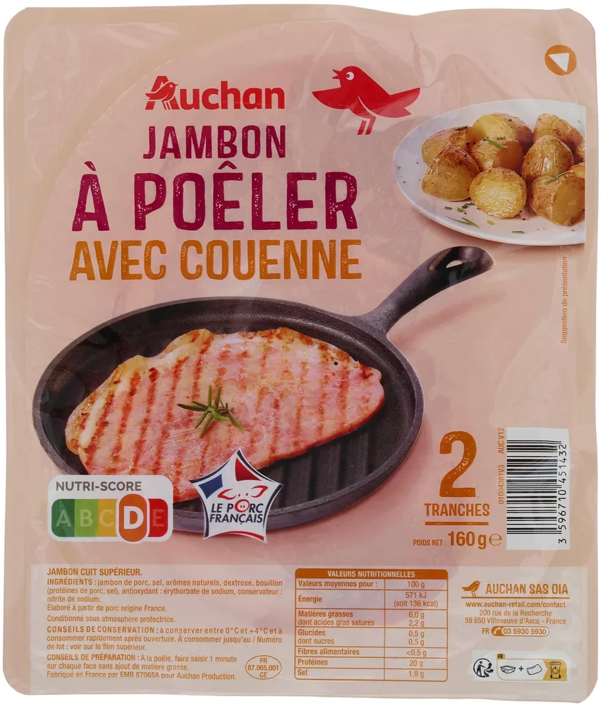 Jambon a poeler avec couenne