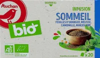AUCHAN BIO Infusion SommeilFeuilles d'oranger, mélisse, camomille, marjolaine