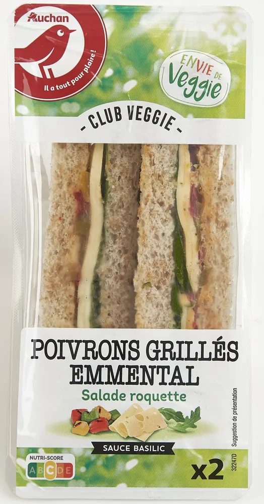 Poivrons grillés EmmentalSalade roquetteSauce basilic