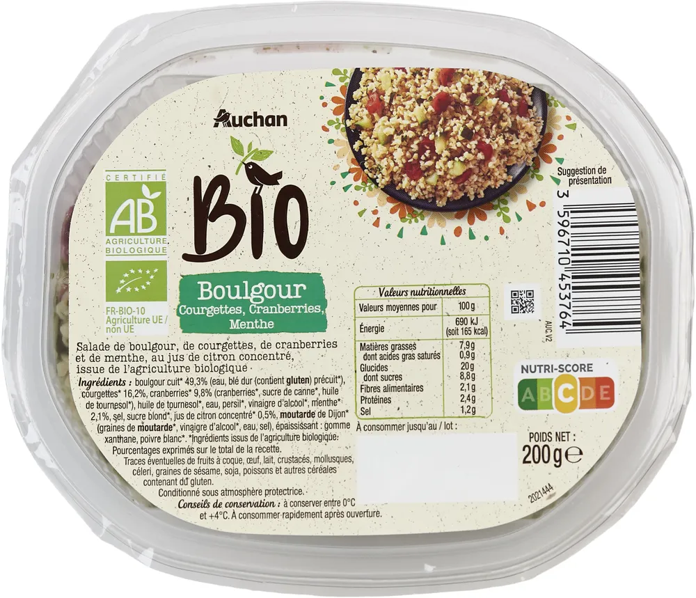 Boulgour courgettes, cranberries, menthe issus de l'agriculture biologique