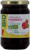 Confiture extra de framboise 65% de fruits issue de l'agriculture