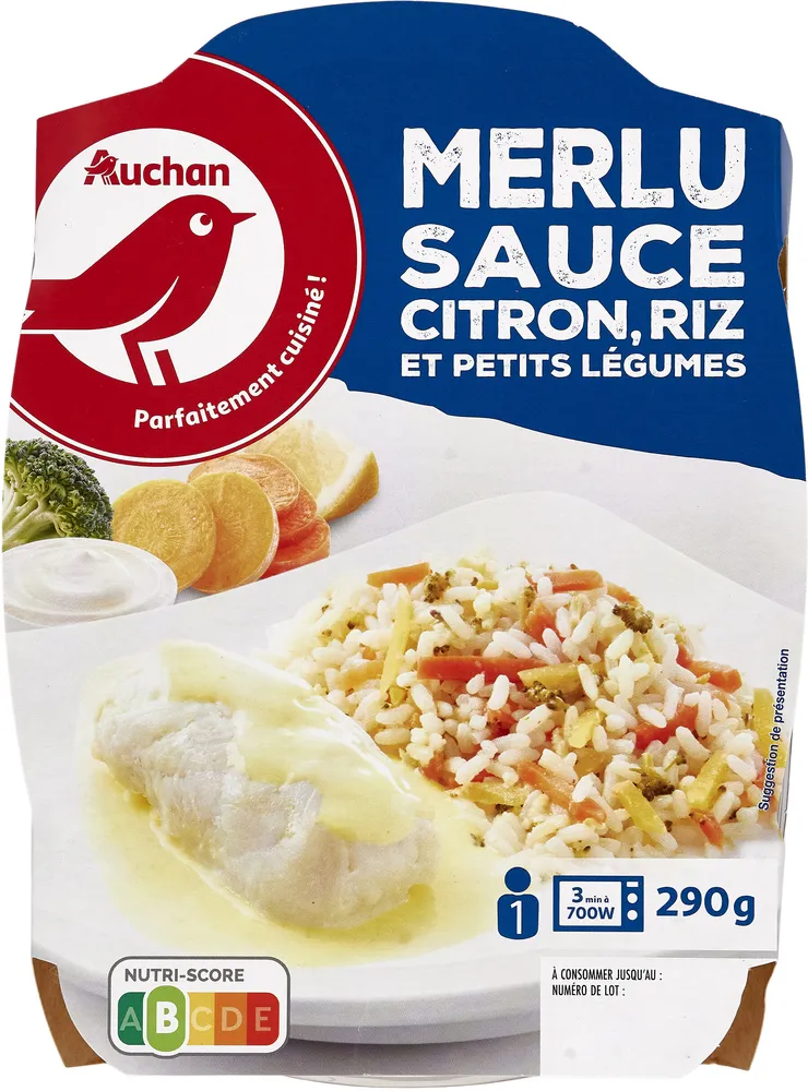 Merlu sauce citron, riz et petits legumes