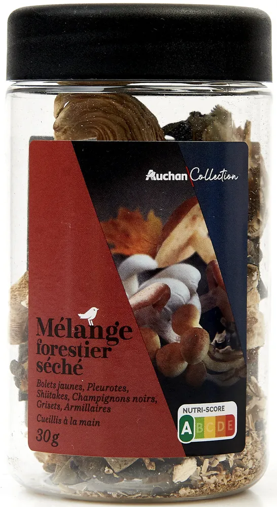 Mélange Forestier séché Bolets jaunes, pleurotes, Shiitakes, Champignons noirs, Grisets, Armillaires cueillis à la main