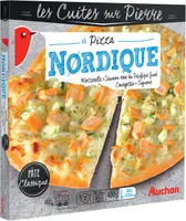 Les cuites sur pierre - Pizza NordiqueSaumon rose du Pacifique fumé + Mozzarella + Courgettes + Oignons Rouges
