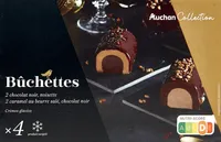 Bûchettes2 chocolat noir, noisette2 caramel au beurre salé, chocolat noirCrèmes glacées