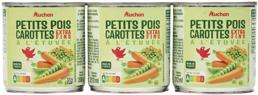 Petits pois extra fins et carottes à l'étuvée