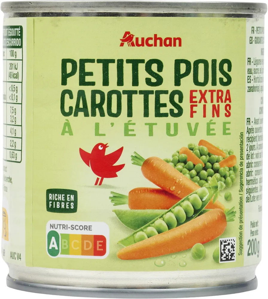 Petits pois extra fins et carottes à l'étuvée