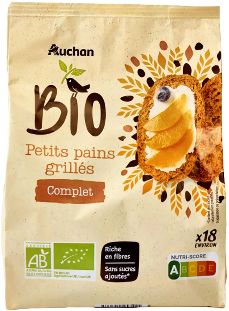 Petits Pains Grillés Complet sans sucres ajoutés biologique