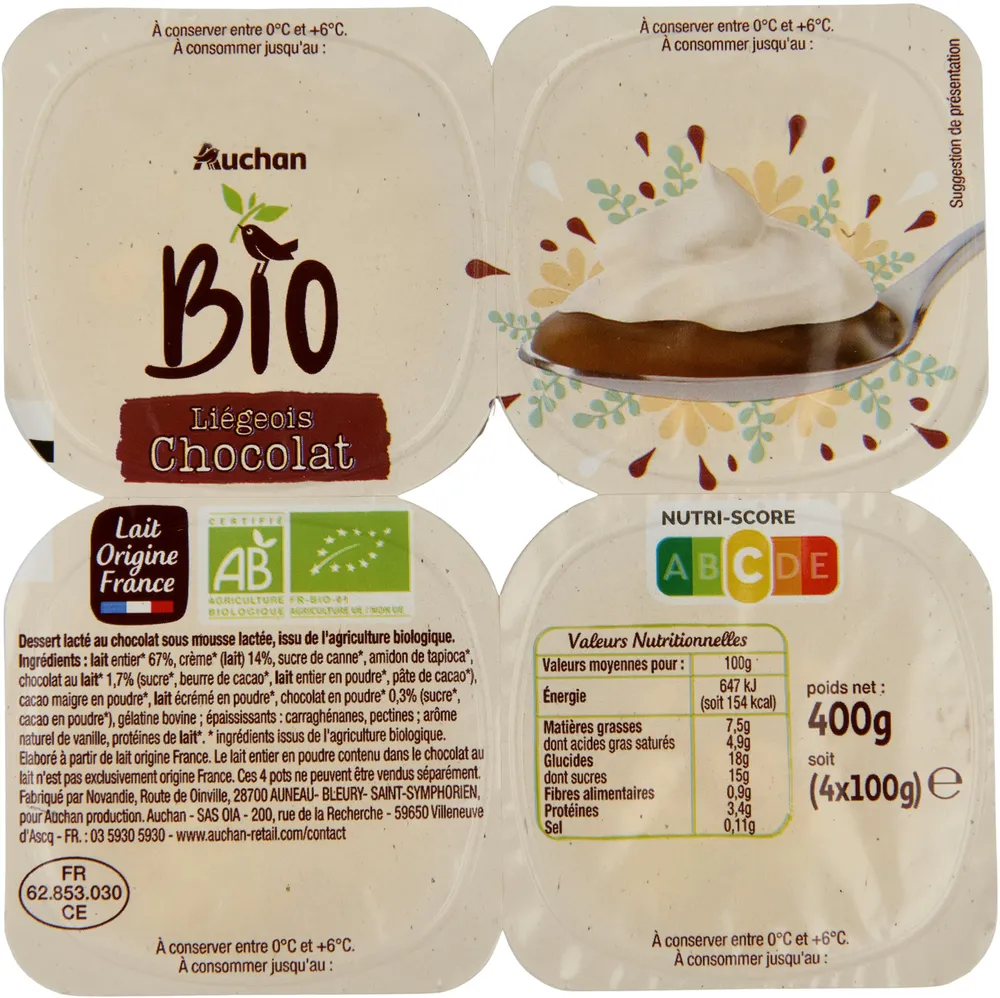 Liégeois chocolat BIO