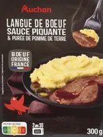 Langue de boeuf Purée de pomme de terres et sauce piquante