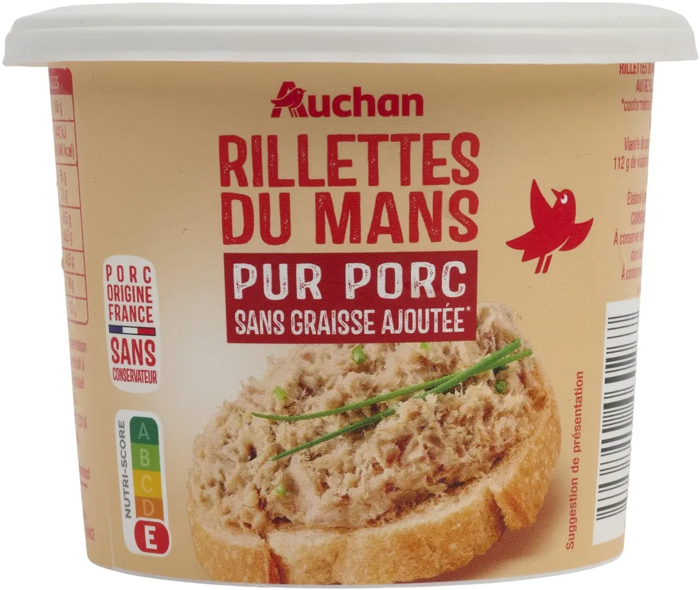 Rillettes du Mans pur porc sans conservateur sans graisse ajoutée