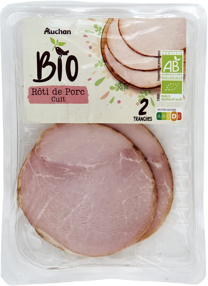 Rôti de porc cuit, issu de l'agriculture biologique