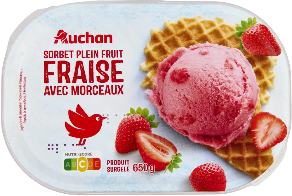 Plein fruit Sorbet Fraiseavec morceaux