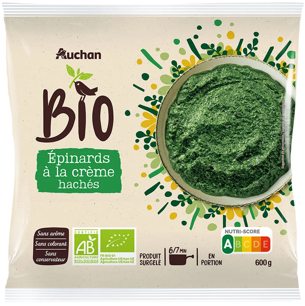 Epinards hachés à la crème Bio
