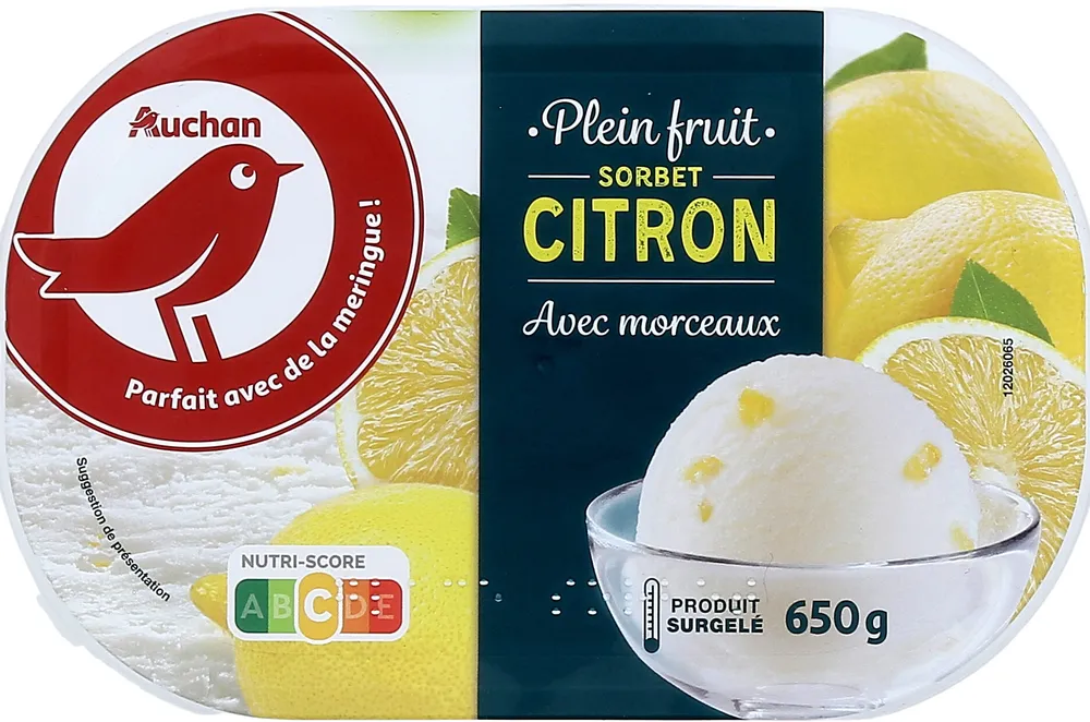 Plein fruit sorbet citron avec morceaux