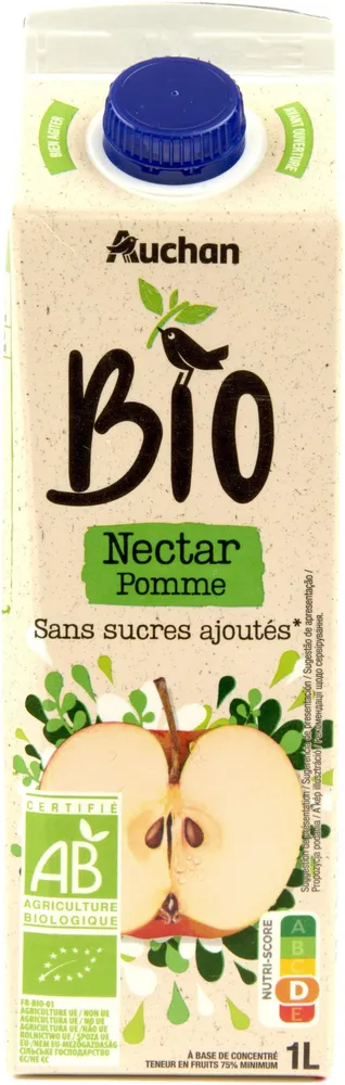 Bio - Nectar pomme sans sucres ajoutés*A base de concentréteneur en fruits 75% minimum*Contient les sucres naturellement présents dans les fruits.